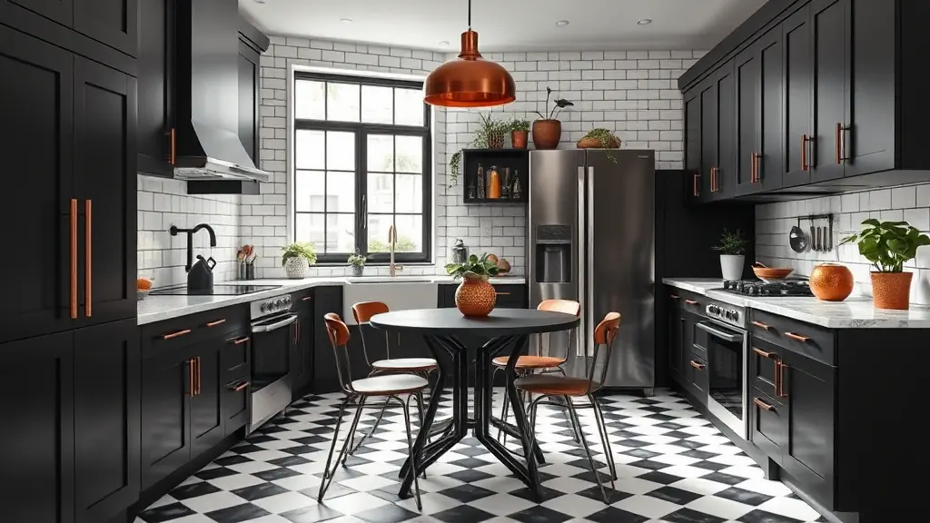 cuisine carrelage noir et blanc